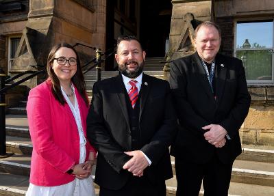 leader and new deputies Council Leader Councillor Anthony Burns, centre, with new Deputy Leaders Councillor Kate Groucutt and Councillor Martin Bond