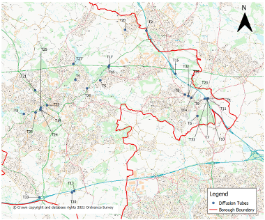 Air Quality Diffusion Tube map in St Helens