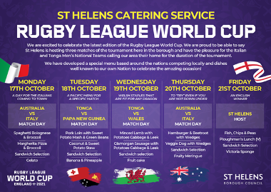 Celebrating the teams coming to St Helens for the World Cup!