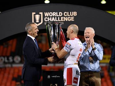 James Roby collecting the World Club Championship trophy