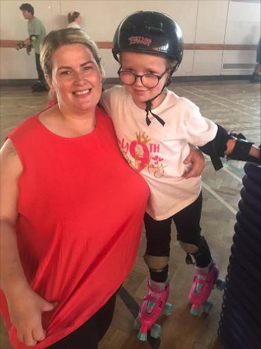 Families enjoying an afternoon of  roller skating